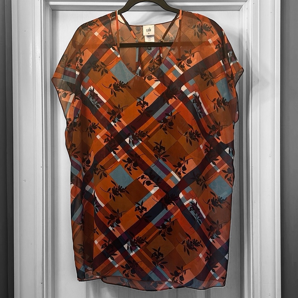 Cabi Lattice Flower Check Pattern (Top & Cami) Bl… - image 2